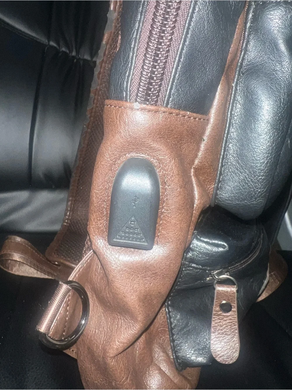 Men's Black and Brown Leather Sling Bag - Casual Crossbody